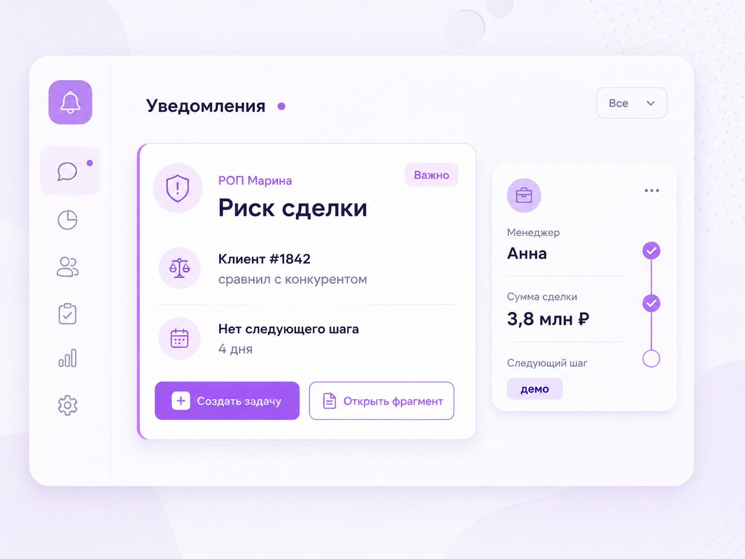Алерт РОПу по сделке без следующего шага